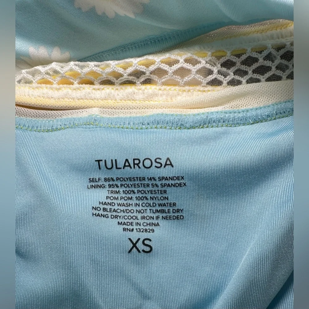 Tularosa Revolve‎ Thessy Daisy Skies Blue White Yellow Pom Pom Bikini Bottom XS